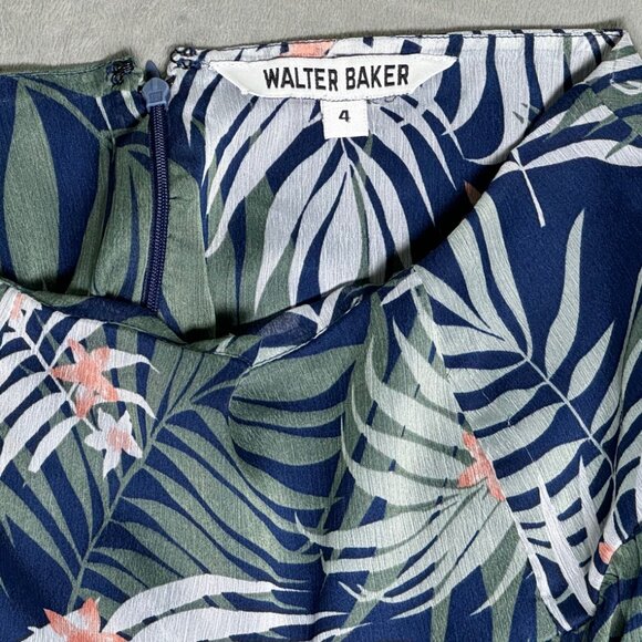 Walter Baker Navy Blue Floral Palm Print Tiered Maxi Skirt - Picture 4 of 9
